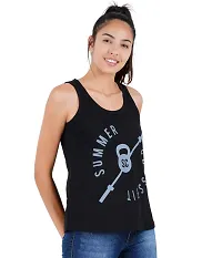 First Wave Womens Printed Sleeveless Tshirts Black-thumb2