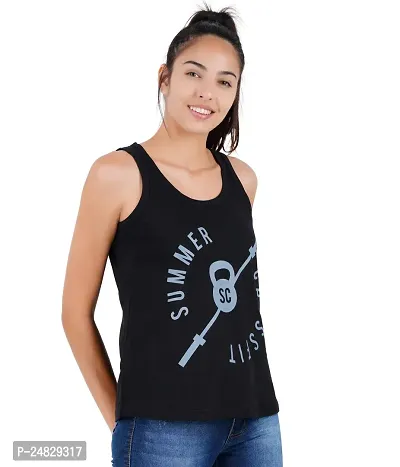 First Wave Womens Printed Sleeveless Tshirts Black-thumb3