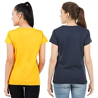 First Wave Womens Cotton Solid Tshirt Mustard::Navy Small Pack of 2-thumb1