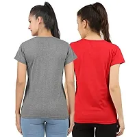 First wave Women Solid Cotton Tshirt Andhra Melange::Red-thumb1