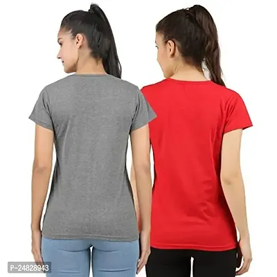 First wave Women Solid Cotton Tshirt Andhra Melange::Red-thumb2