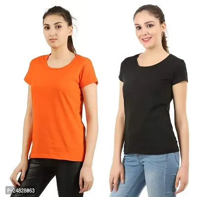 First Wave Womens Solid Pack of 2 Tshirts-thumb2