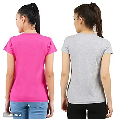 First Wave Womens Cotton Solid Tshirt Dark Pink::Melange X-Large Pack of 2-thumb2