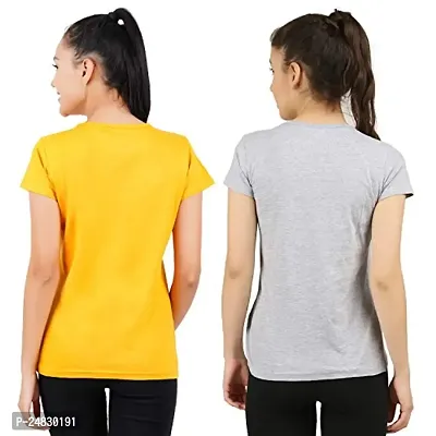 First Wave Womens Cotton Solid Tshirt Mustard::Melange Small Pack of 2-thumb2