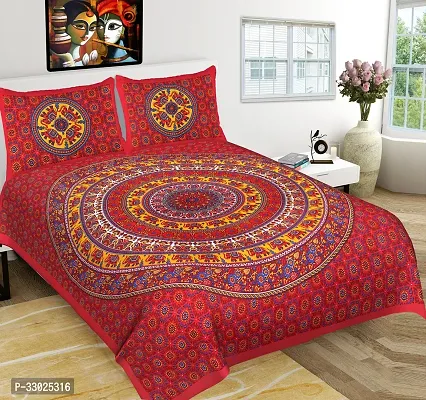 Trendy Cotton Printed Double Queen Bedsheet With 2 Pillow Covers-thumb0