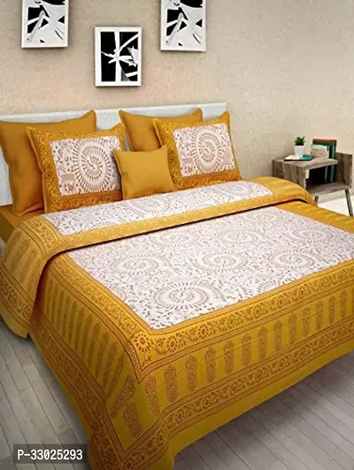 Trendy Cotton Printed Double Queen Bedsheet With 2 Pillow Covers-thumb0