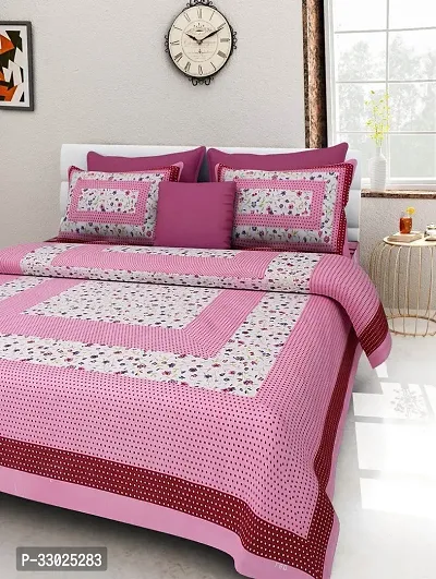 Trendy Cotton Printed Double Queen Bedsheet With 2 Pillow Covers-thumb0