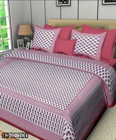 Stylish Cotton Printed Bedsheet with Pillow Cover