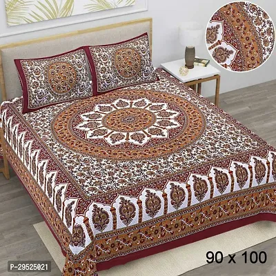 Stylish Cotton Printed Bedsheet with Pillow Cover-thumb0