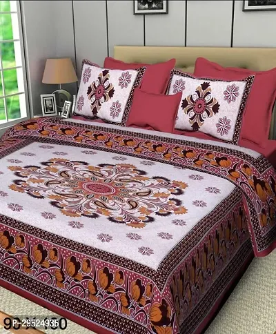 Stylish Cotton Printed Bedsheet with Pillow Cover-thumb0