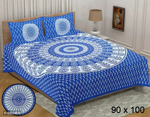 Stylish Cotton Printed Bedsheet with Pillow Cover-thumb0