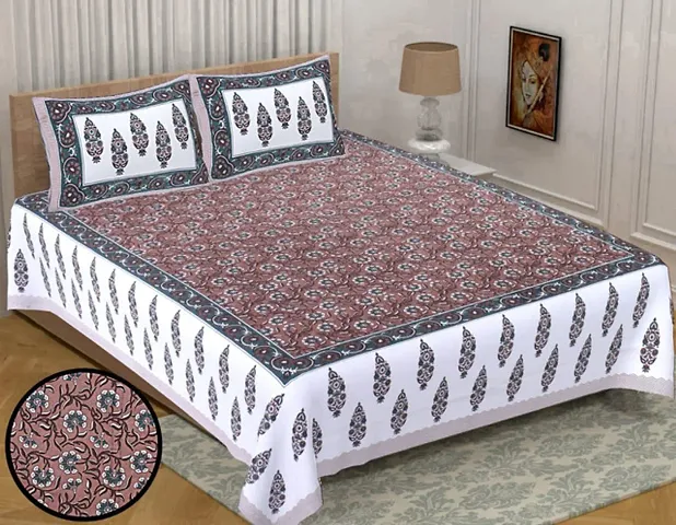 Cotton Floral Printed King Size Bedsheet (90*108 Inch)