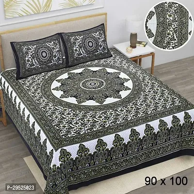 Stylish Cotton Printed Bedsheet with Pillow Cover-thumb0