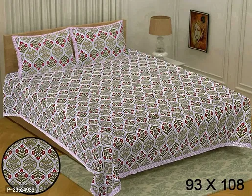 Stylish Cotton Printed Bedsheet with Pillow Cover-thumb0