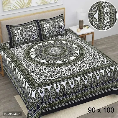 Stylish Cotton Printed Bedsheet with Pillow Cover-thumb0