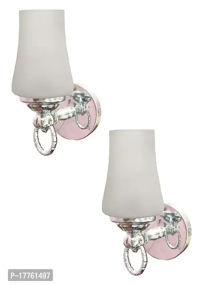 Mriyangni Glass Classic Silver Fitting Wall Light lamp for All decortive and Living Area Pack of 2 playgrup13