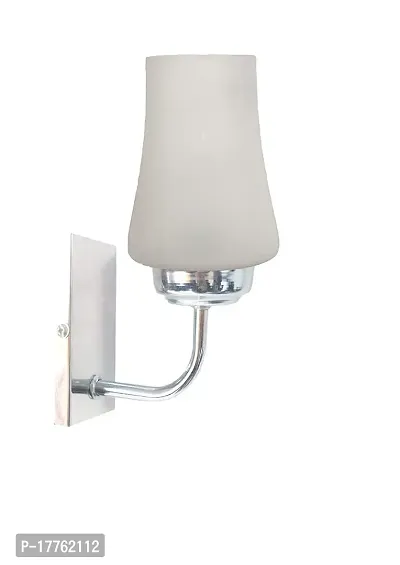 Mriyangni Glass Silver Steel Base Wall Light/Wall Lamp for Bedroom/Living Room (Multicolor)ku144