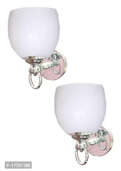 Mriyangni Glass Classic Silver Fitting Wall Light lamp for All decortive and Living Area Pack of 2 playgrup76