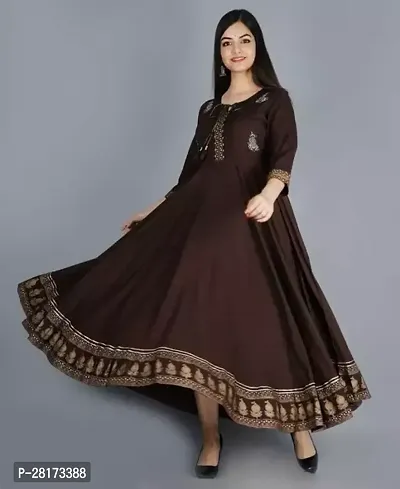 Indo western Brown Bollywood Rayon Gown-thumb0