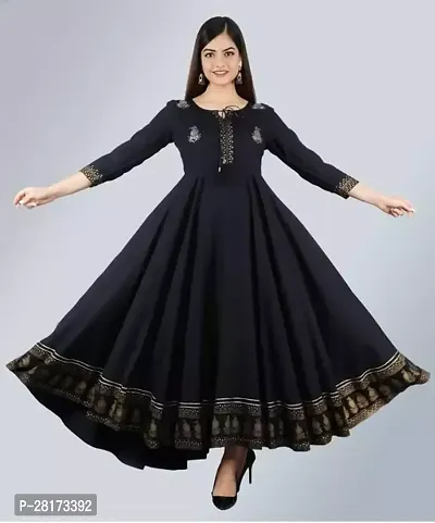 Indo western Black Bollywood Rayon Gown-thumb0