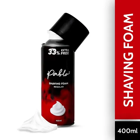 PABLO Shaving Foam For Men Regular | Shaving Foam For Sensitive Skin | Upto 100 Shaves |Moisturizing Shaving Cream 400ml (33% Extra)