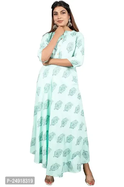 BAWALI Women's Regular Wear Rayon Anarkali Printed Kurta for Women  Girls | Women Long Flared Kurtis-thumb0