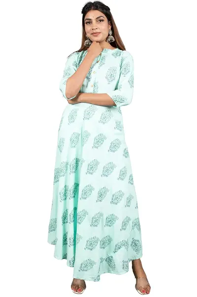 BAWALI Women's Regular Wear Rayon Anarkali Kurta for Women Girls | Women Long Flared Kurtis