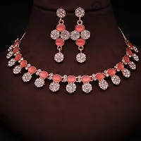 Stylish Women Heavy Polished Diamond Choker Necklace set with 1 Pair of Earrings Jewellery Set-thumb3