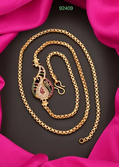 Stylish Diamond Copper Gold Plated Chain For Women