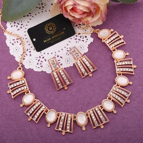Fancy Brass Golden American Diamond Jewellery Sets For Women