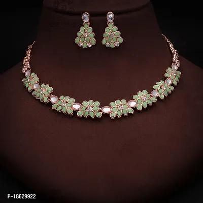 New Rose Gold Necklace Jewellery Set with Earrings for Women and girls