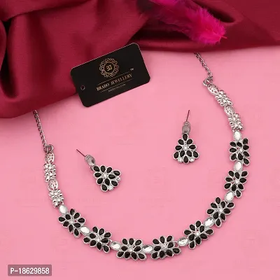 New Silver l Necklace Jewellery Set with Earrings for Women and girls