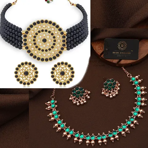 Combo of 2 Wedding Special Alloy American Diamond Jewellery Sets