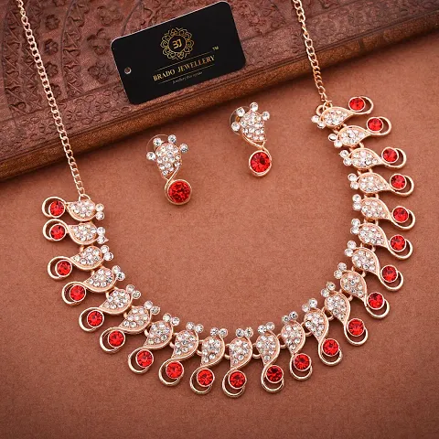 Partywear Alloy American Diamond Necklace Sets