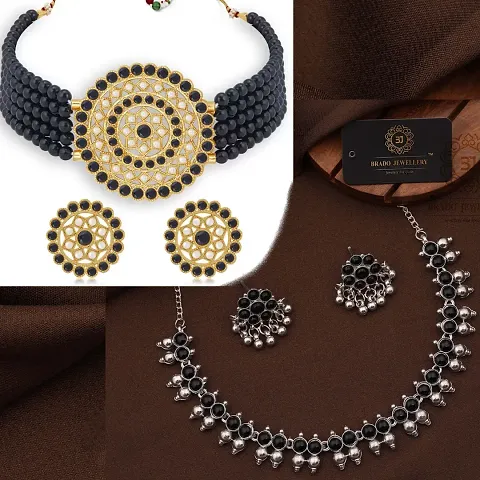 Combo of 2 Partywear Alloy American Diamond Jewellery Sets