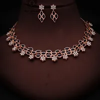 New Rose Gold  Necklace With 1 pair Of Earrings For Women And Girl-thumb3