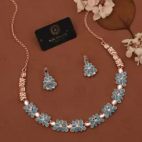 New Rose Gold Necklace Jewellery Set with Earrings for Women and girls-thumb2