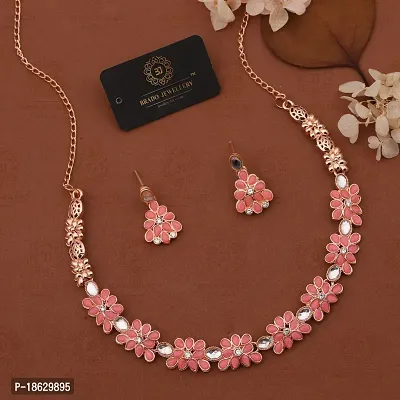 New Rose Gold Necklace Jewellery Set with Earrings for Women and girls