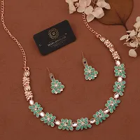 New Rose Gold Necklace Jewellery Set with Earrings for Women and girls-thumb1