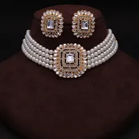 Combo Of 1 Choker Set With 2 Pair Of Earrings And Maang Tikka Set For Women.-thumb1