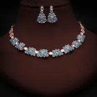 New Rose Gold Necklace Jewellery Set with Earrings for Women and girls-thumb3