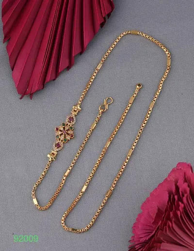 Women Diamond Copper Gold Plated 24 Inch Chain