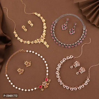 Combo Of 4 Jewellery Set With Matching Pair Of Earrings For Women.