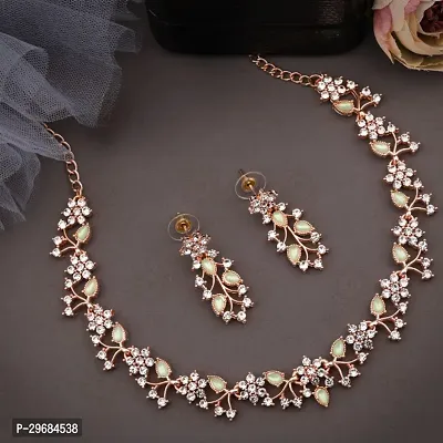 Trendy Rosegold Plated Choker Set With Matching Pair Of Earrings For Women And Girls.-thumb0