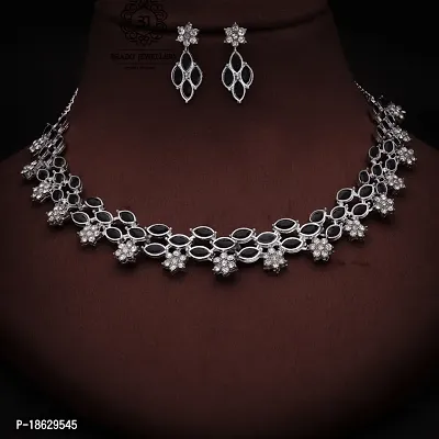 New Silver Necklace With 1 pair Of Earrings For Women And Girl-thumb0
