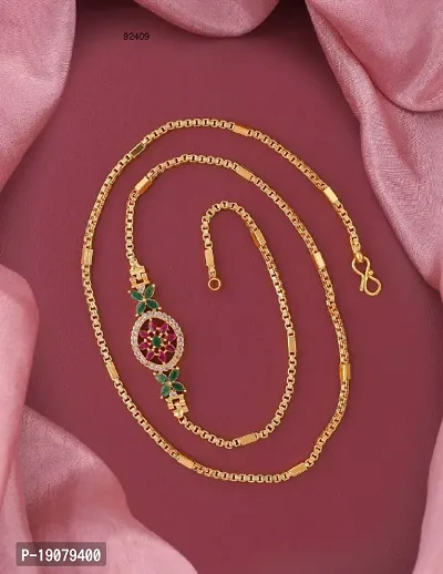 Stylish Golden Brass Antique Diamond Chains For Women-thumb0