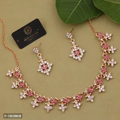 New Gold plated American diamond Necklace for Women and girls-thumb3