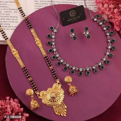 Beautiful Brass Necklace Set And Mangalsutra With Earring Pack Of 2-thumb0