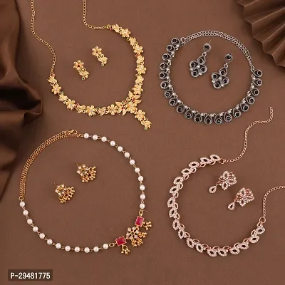 Combo Of 4 Jewellery Set With Matching Pair Of Earrings For Women.