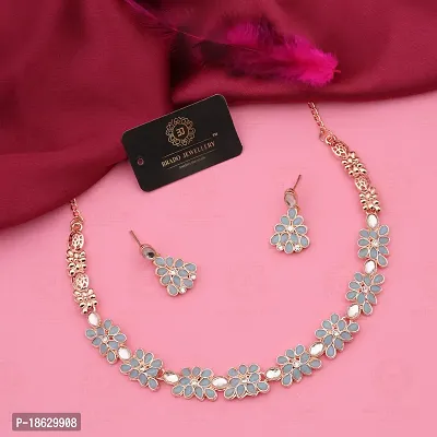 New Rose Gold Necklace Jewellery Set with Earrings for Women and girls